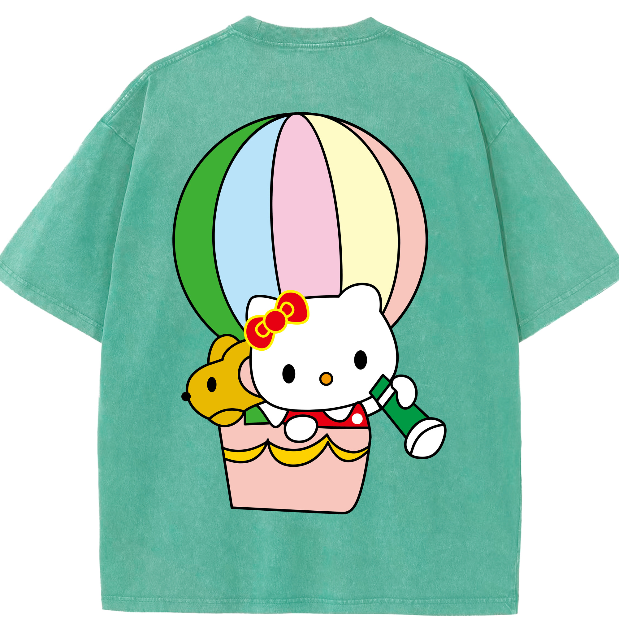 （画像用） Hello Kitty ハローキティ 綿100% ヴィンテージ風 半袖Tシャツ（背面プリント）